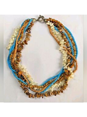 Mother of Pearl Chip Multi-strand Necklace